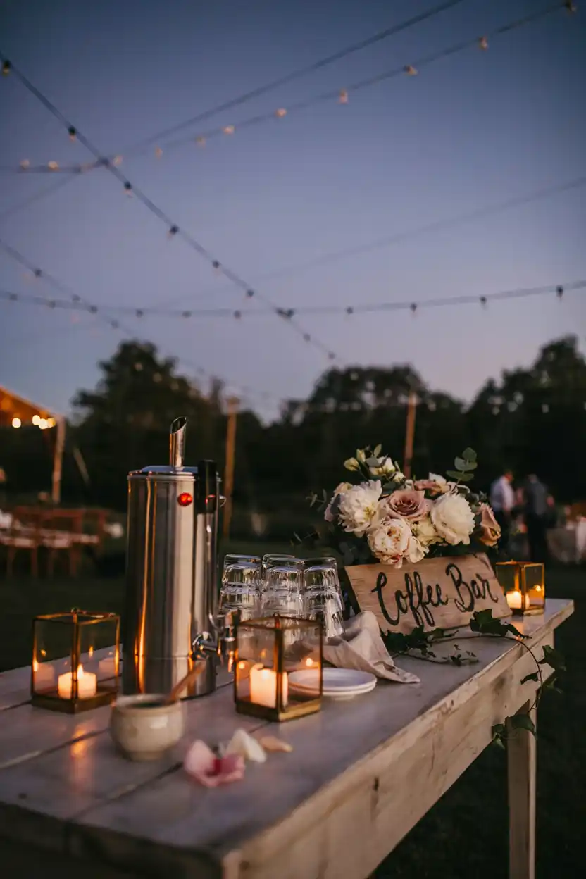 Outdoor String-Light Coffee Bar