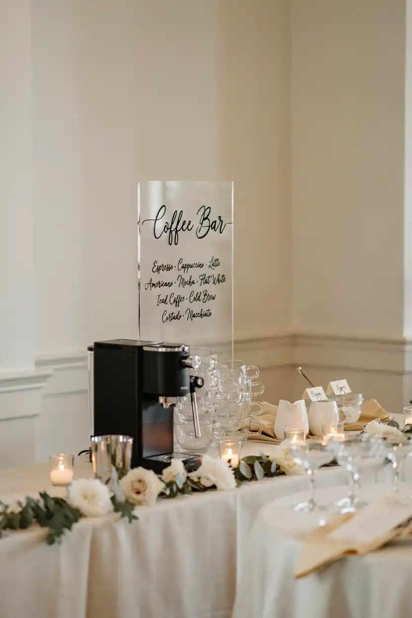 Personalized Coffee Bar with Custom Menu Signage