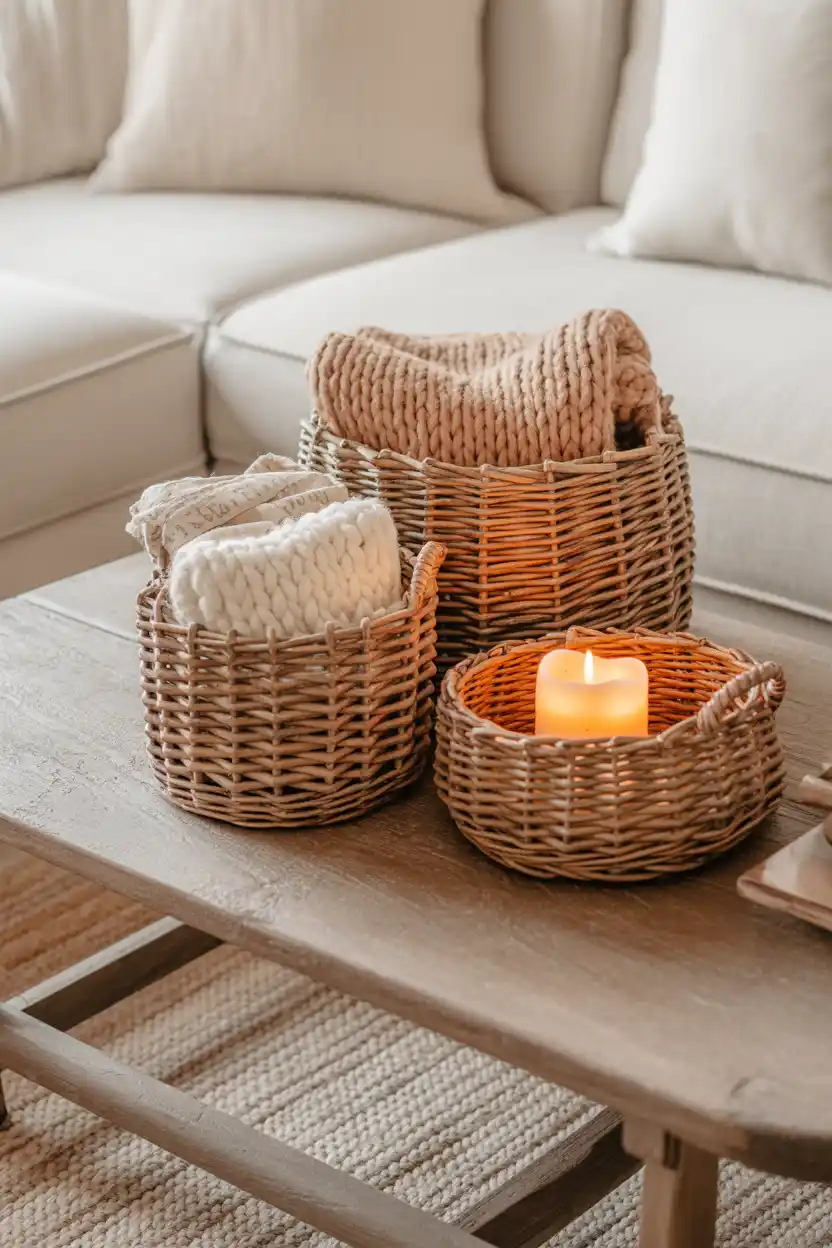 Rattan Basket Trio for Storage and Style