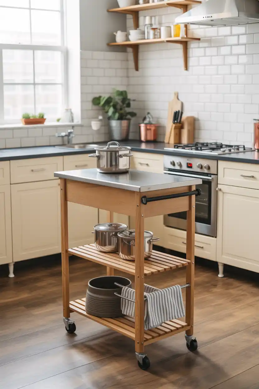Rolling Portable Island for Small Kitchens