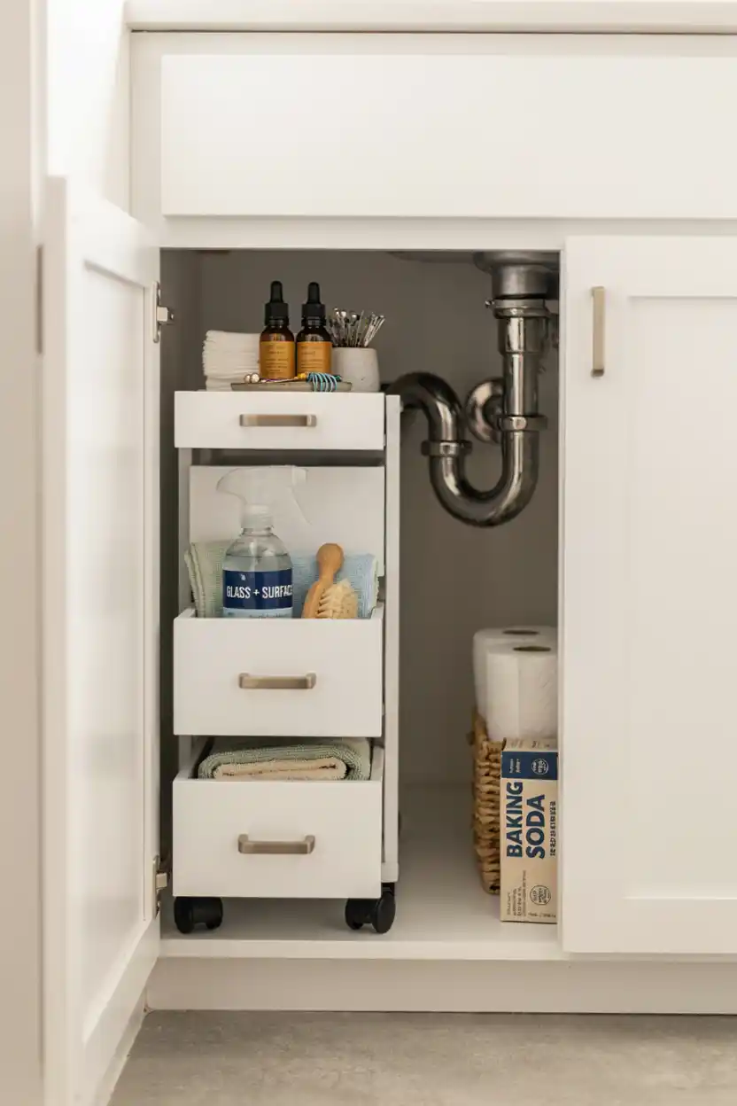 Rolling Storage Cart Under Sink