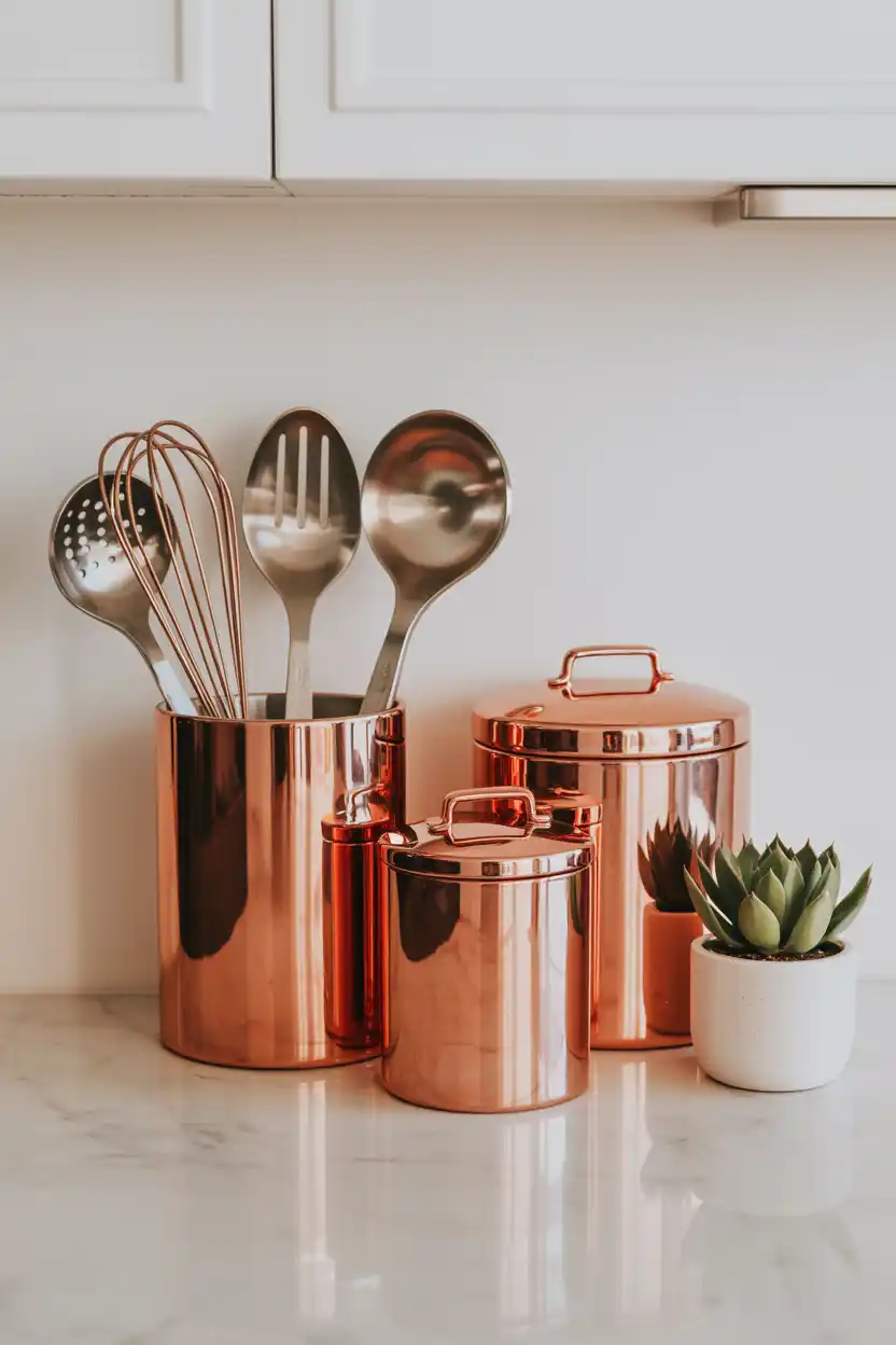 Rose Gold Utensil and Canister Set