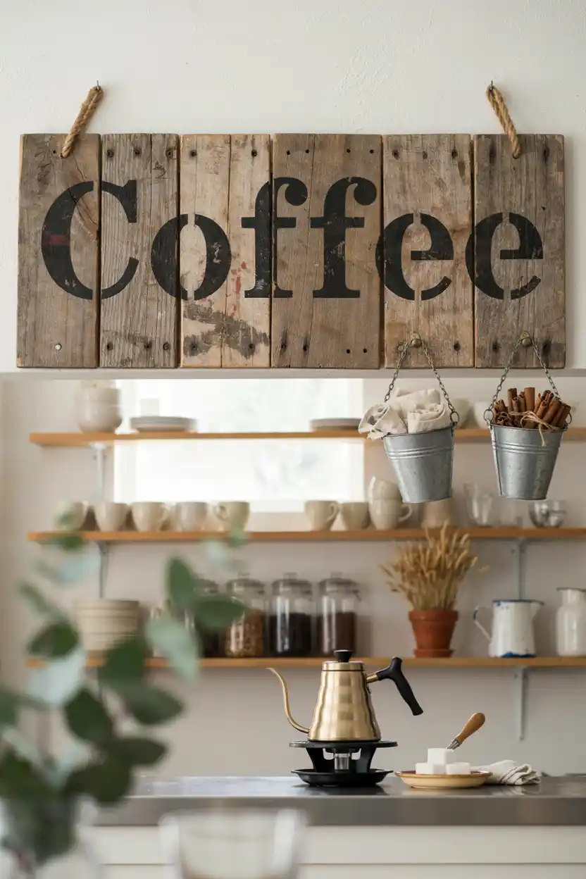 Rustic Barnwood Coffee Sign