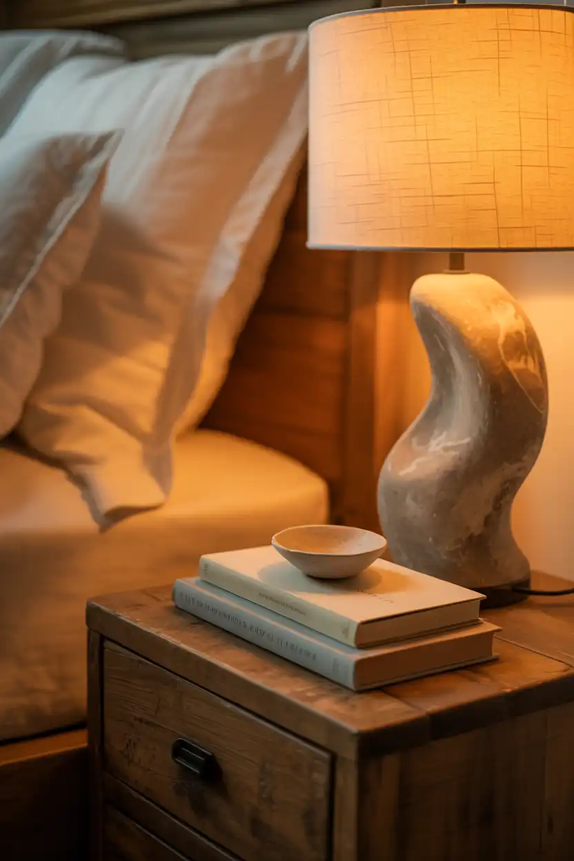 Sculptural Stone Bedside Lamps