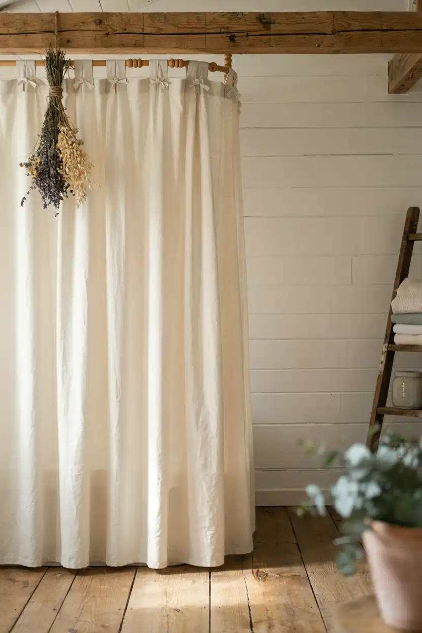 Tie-Top Curtain for a Soft Cottagecore Finish