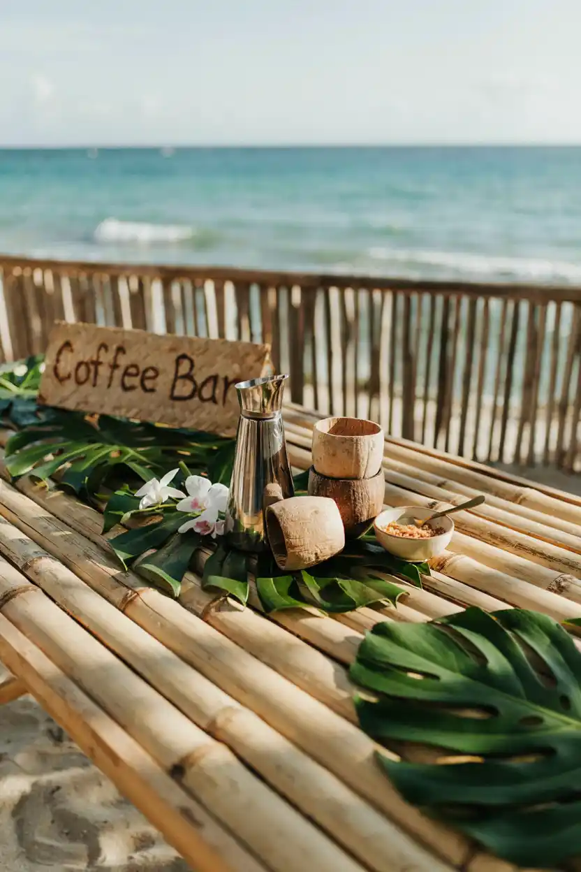 Tropical Destination Wedding Coffee Bar