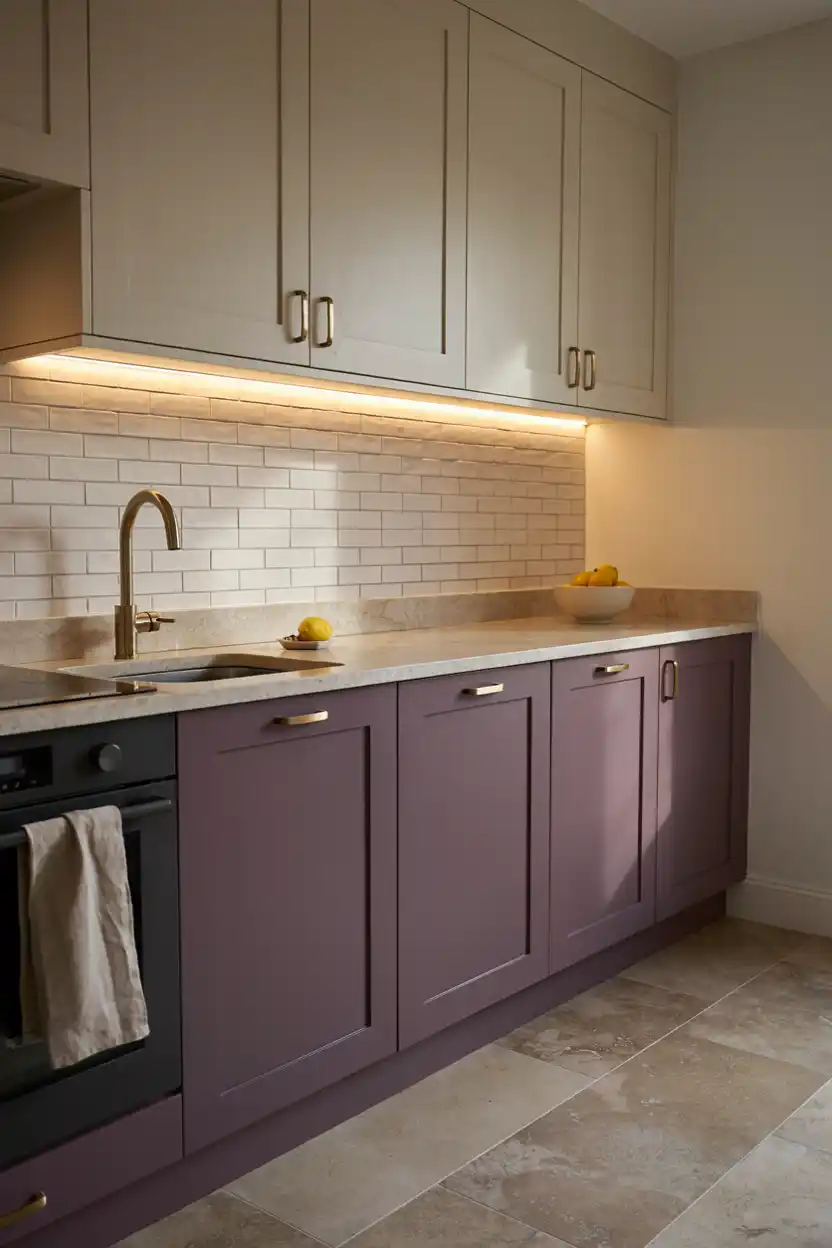 Two-Tone Aubergine and Cream Kitchen