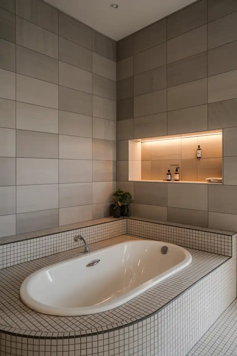 Two-Wall Corner Alcove With Built-In Tile Ledge
