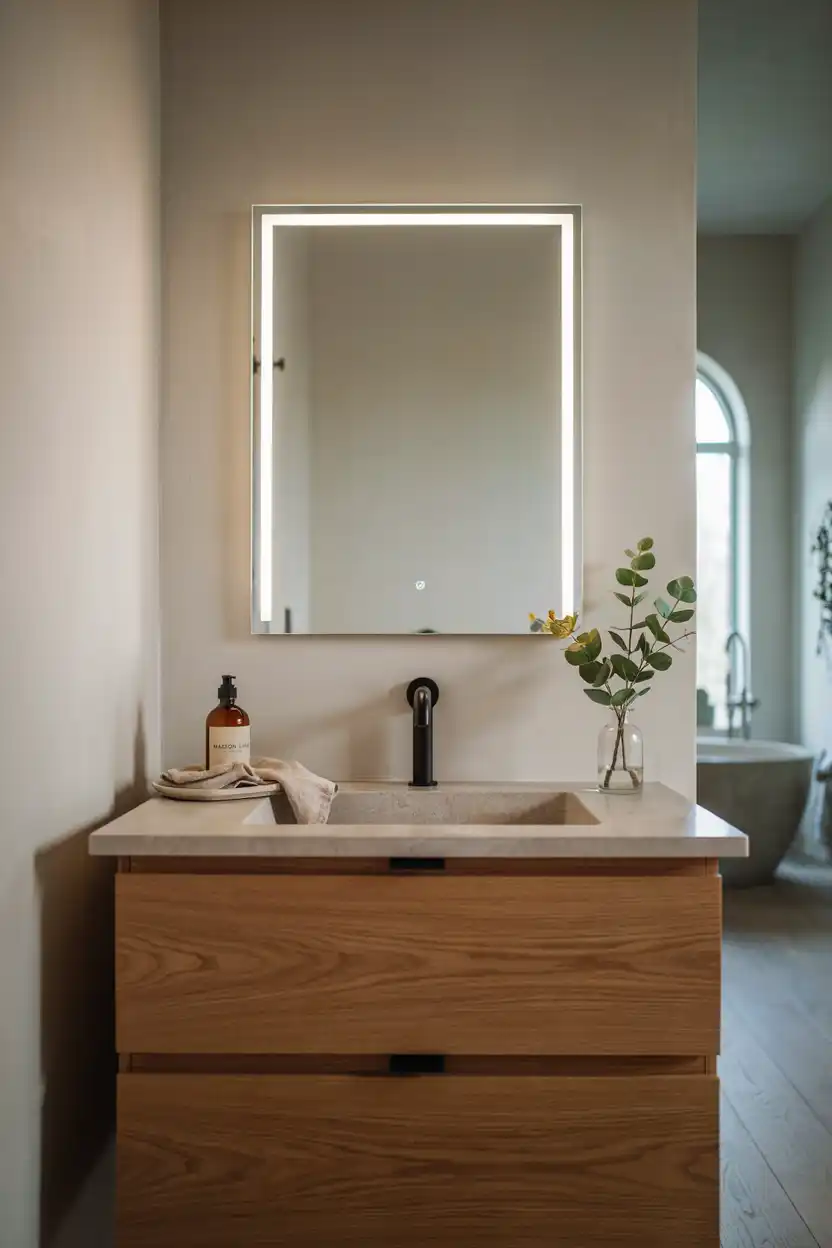 Vanity with Built-in Lighting Mirror