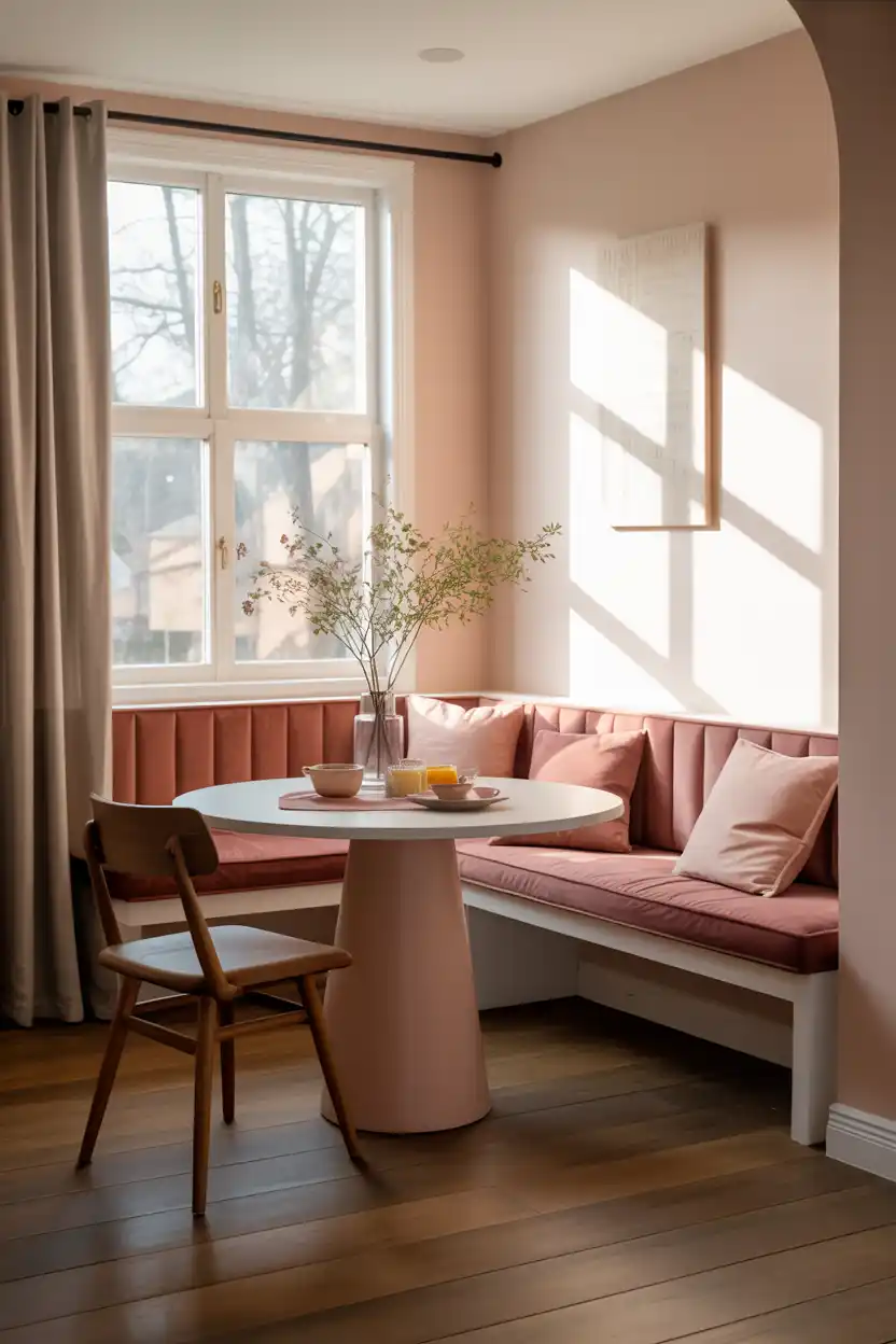 Velvet-Cushioned Breakfast Nook