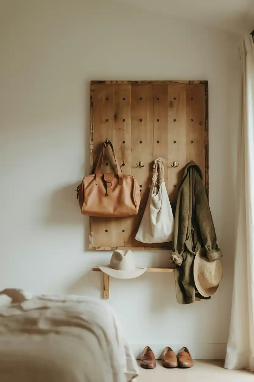 Wall-Mounted Hooks or a Pegboard Station