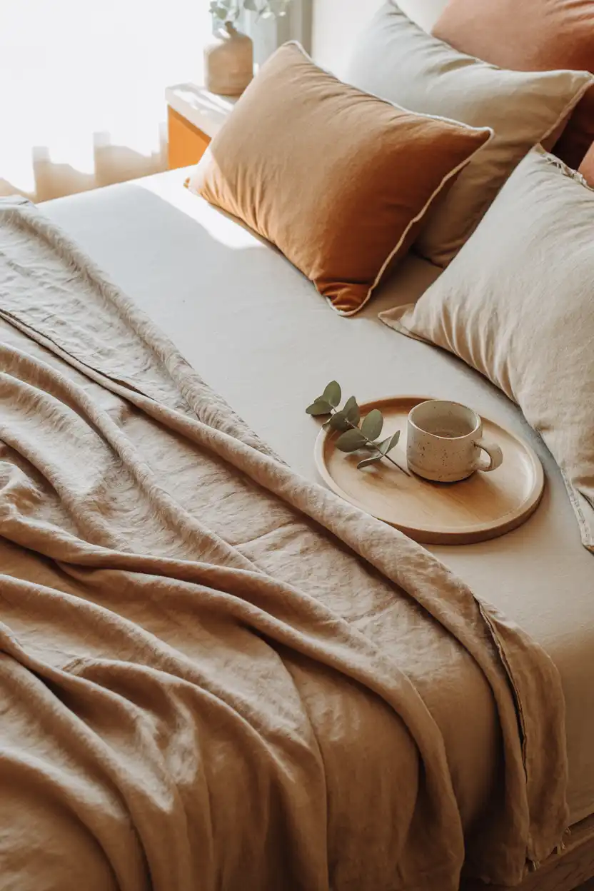 Warm Linen Bedding in Neutral Tones