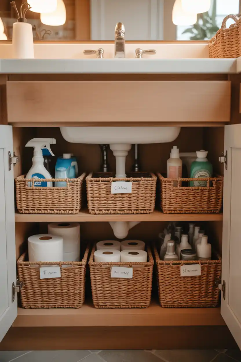 Woven Basket Storage Under the Sink