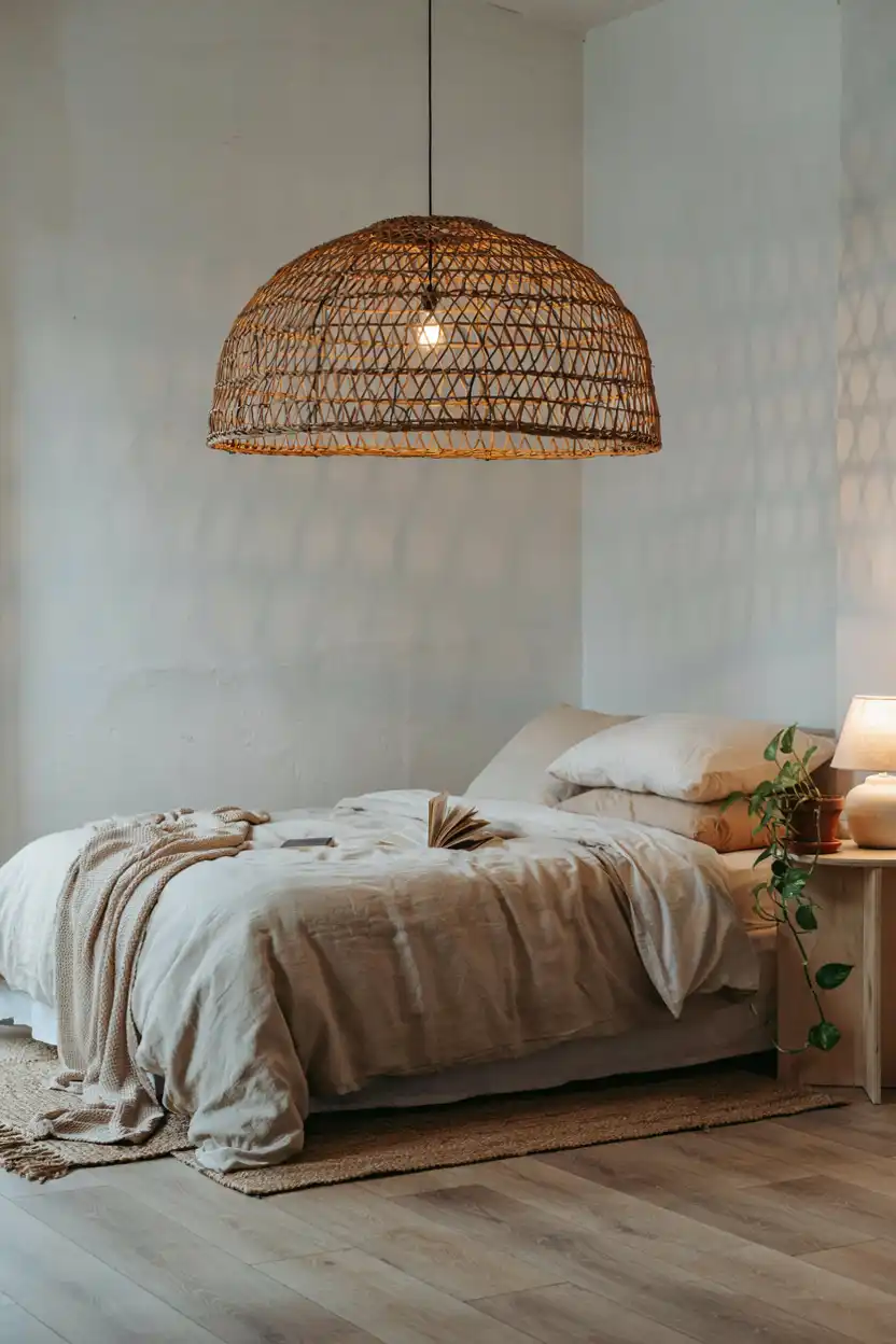 Woven Wicker Pendant Light