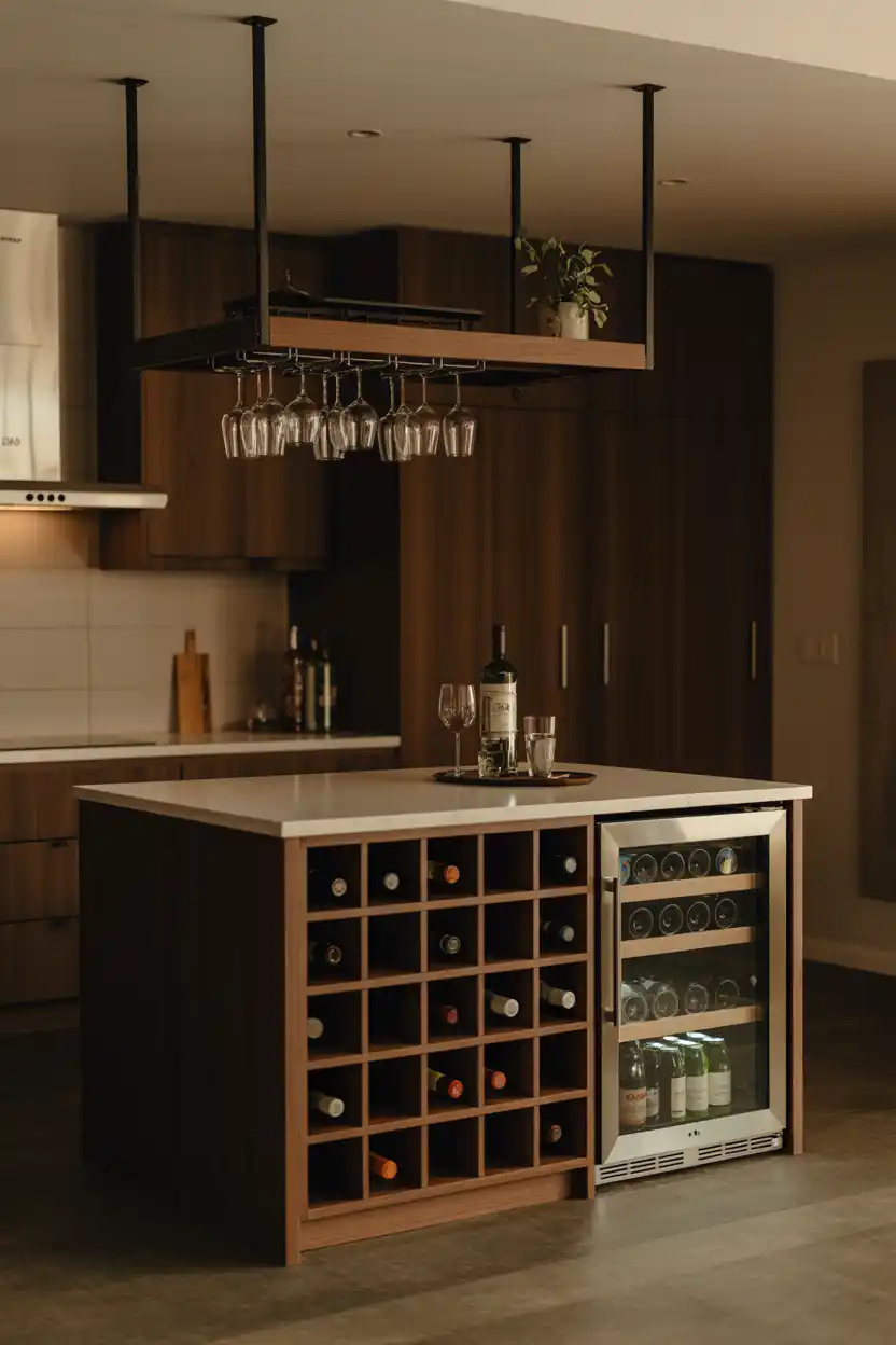 Island with Built-in Wine Storage