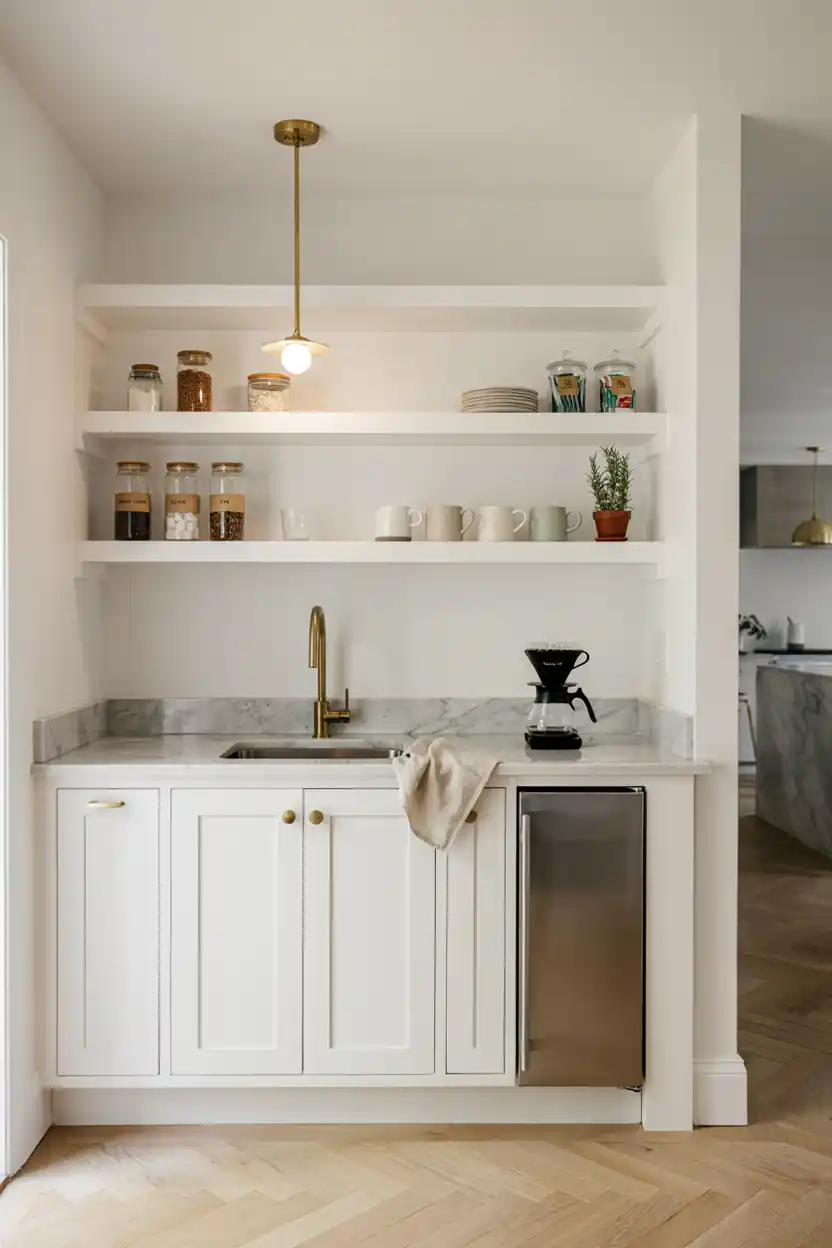 Butler's Pantry Coffee Bar With Prep Sink and Mini Fridge